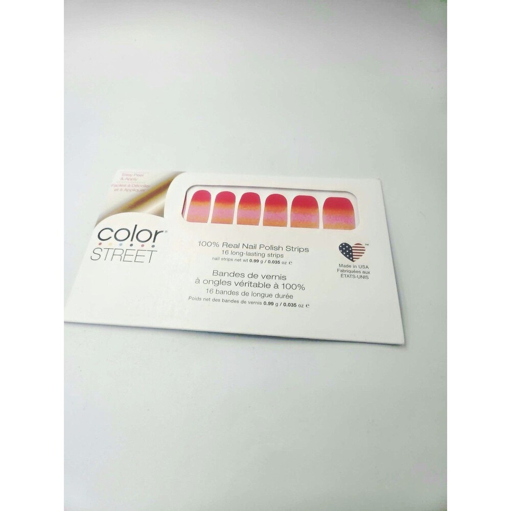 Color Street Nail Polish Strips Pink Orange Gradient Self-Adhesive Sunset Surf